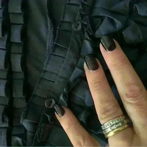 Nara Camicie Navy Ruffle Blouse size 4 NWT - Picture 15 of 15